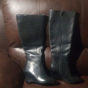 NEW knee high, wedge, wide calf boot